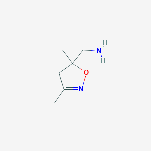 molecular formula C6H12N2O B3215359 (3,5-Dimethyl-4,5-dihydroisoxazol-5-yl)methanamine CAS No. 1160246-57-0