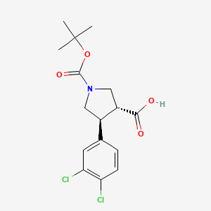 molecular formula C16H19Cl2NO4 B3215369 (3R*,4S*)-1-(tert-butoxycarbonyl)-4-(3,4-dichlorophenyl)pyrrolidine-3-carboxylic acid CAS No. 1160260-94-5