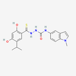 Benzenecarbothioic acid, 2,4-dihydroxy-5-(1-methylethyl)-, 2-[[(1-methyl-1H-indol-5-yl)amino]carbonyl]hydrazide