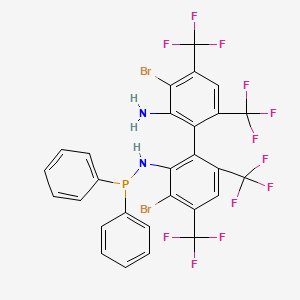 molecular formula C28H15Br2F12N2P B3215496 N-(Diphenylphosphino)-1,1'-bi(3-bromo-4,6-di(trifluoromethyl)benzene-2-amine) CAS No. 1161404-71-2