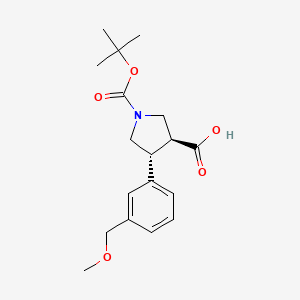 molecular formula C18H25NO5 B3215515 1,3-Pyrrolidinedicarboxylic acid, 4-[3-(methoxymethyl)phenyl]-, 1-(1,1-dimethylethyl) ester, (3R,4S)-rel- CAS No. 1161787-85-4