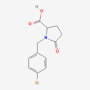 molecular formula C12H12BrNO3 B3215600 1-[(4-Bromophenyl)methyl]-5-oxopyrrolidine-2-carboxylic acid CAS No. 116404-23-0