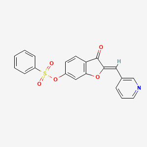 molecular formula C20H13NO5S B3215612 (Z)-3-oxo-2-(pyridin-3-ylmethylene)-2,3-dihydrobenzofuran-6-yl benzenesulfonate CAS No. 1164482-15-8
