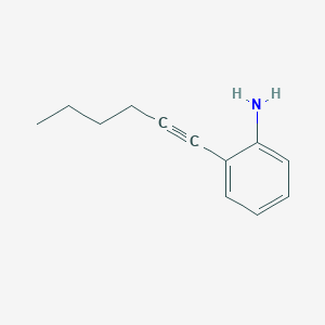 molecular formula C12H15N B3215630 2-(己-1-炔-1-基)苯胺 CAS No. 116491-50-0