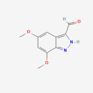 molecular formula C10H10N2O3 B3215744 1H-Indazole-3-carboxaldehyde, 5,7-dimethoxy- CAS No. 1167055-48-2