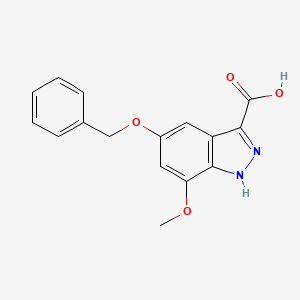 molecular formula C16H14N2O4 B3215818 5-BENZYLOXY-7-methoxy-1H-indazole-3-carboxylic acid CAS No. 1167056-34-9