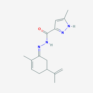 3-methyl-N'-[(1E)-2-methyl-5-(prop-1-en-2-yl)cyclohex-2-en-1-ylidene]-1H-pyrazole-5-carbohydrazide