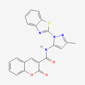 molecular formula C21H14N4O3S B3215923 N-(1-(benzo[d]thiazol-2-yl)-3-methyl-1H-pyrazol-5-yl)-2-oxo-2H-chromene-3-carboxamide CAS No. 1170016-73-5
