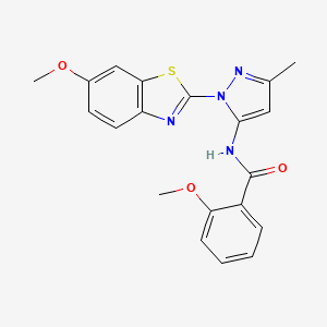 molecular formula C20H18N4O3S B3215953 2-methoxy-N-(1-(6-methoxybenzo[d]thiazol-2-yl)-3-methyl-1H-pyrazol-5-yl)benzamide CAS No. 1170108-08-3