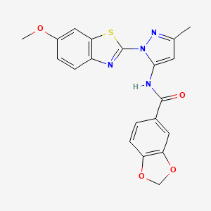 molecular formula C20H16N4O4S B3215958 N-(1-(6-methoxybenzo[d]thiazol-2-yl)-3-methyl-1H-pyrazol-5-yl)benzo[d][1,3]dioxole-5-carboxamide CAS No. 1170135-60-0