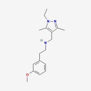 molecular formula C17H25N3O B3215966 N-((1-Ethyl-3,5-dimethyl-1H-pyrazol-4-yl)methyl)-2-(3-methoxyphenyl)ethanamine CAS No. 1170136-60-3