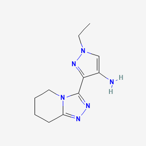 molecular formula C11H16N6 B3215978 1-Ethyl-3-(5,6,7,8-tetrahydro-[1,2,4]triazolo[4,3-a]pyridin-3-yl)-1H-pyrazol-4-amine CAS No. 1170155-20-0