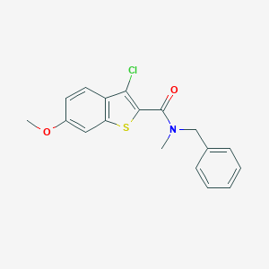 molecular formula C18H16ClNO2S B321600 N-benzyl-3-chloro-6-methoxy-N-methyl-1-benzothiophene-2-carboxamide 