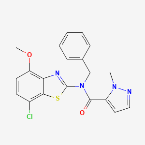 molecular formula C20H17ClN4O2S B3216010 N-benzyl-N-(7-chloro-4-methoxybenzo[d]thiazol-2-yl)-1-methyl-1H-pyrazole-5-carboxamide CAS No. 1170291-67-4