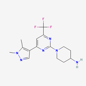 molecular formula C15H19F3N6 B3216017 1-(4-(1,5-Dimethyl-1H-pyrazol-4-yl)-6-(trifluoromethyl)pyrimidin-2-yl)piperidin-4-amine CAS No. 1170294-71-9