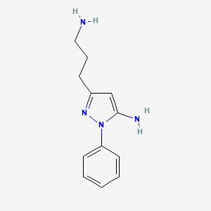 molecular formula C12H16N4 B3216024 5-(3-氨基丙基)-2-苯基吡唑-3-胺 CAS No. 1170356-75-8