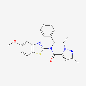 molecular formula C22H22N4O2S B3216037 N-benzyl-1-ethyl-N-(5-methoxybenzo[d]thiazol-2-yl)-3-methyl-1H-pyrazole-5-carboxamide CAS No. 1170433-84-7