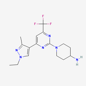 molecular formula C16H21F3N6 B3216065 1-(4-(1-Ethyl-3-methyl-1H-pyrazol-4-yl)-6-(trifluoromethyl)pyrimidin-2-yl)piperidin-4-amine CAS No. 1170525-72-0