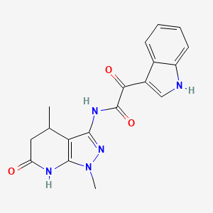 molecular formula C18H17N5O3 B3216074 N-(1,4-dimethyl-6-oxo-4,5,6,7-tetrahydro-1H-pyrazolo[3,4-b]pyridin-3-yl)-2-(1H-indol-3-yl)-2-oxoacetamide CAS No. 1170571-54-6