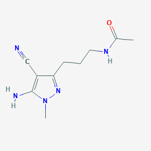 molecular formula C10H15N5O B3216081 N-[3-(5-amino-4-cyano-1-methyl-1H-pyrazol-3-yl)propyl]acetamide CAS No. 1170584-04-9