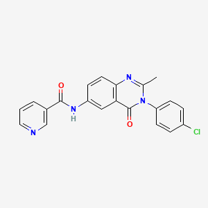 molecular formula C21H15ClN4O2 B3216083 N-(3-(4-chlorophenyl)-2-methyl-4-oxo-3,4-dihydroquinazolin-6-yl)nicotinamide CAS No. 1170599-20-8