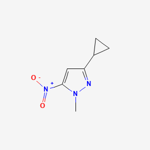 molecular formula C7H9N3O2 B3216087 3-cyclopropyl-1-methyl-5-nitro-1H-pyrazole CAS No. 1170650-45-9