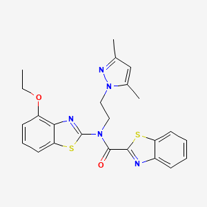 molecular formula C24H23N5O2S2 B3216111 N-(2-(3,5-dimethyl-1H-pyrazol-1-yl)ethyl)-N-(4-ethoxybenzo[d]thiazol-2-yl)benzo[d]thiazole-2-carboxamide CAS No. 1170890-26-2