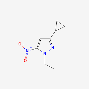 molecular formula C8H11N3O2 B3216121 3-cyclopropyl-1-ethyl-5-nitro-1H-pyrazole CAS No. 1170914-04-1