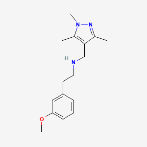 molecular formula C16H23N3O B3216122 2-(3-Methoxyphenyl)-N-((1,3,5-trimethyl-1H-pyrazol-4-yl)methyl)ethanamine CAS No. 1170929-46-0