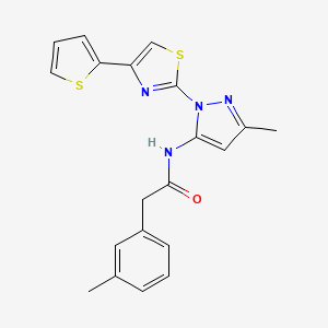 molecular formula C20H18N4OS2 B3216148 N-(3-methyl-1-(4-(thiophen-2-yl)thiazol-2-yl)-1H-pyrazol-5-yl)-2-(m-tolyl)acetamide CAS No. 1170984-82-3