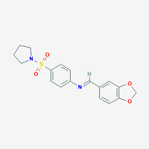 molecular formula C18H18N2O4S B321619 N-(1,3-benzodioxol-5-ylmethylene)-N-[4-(1-pyrrolidinylsulfonyl)phenyl]amine 