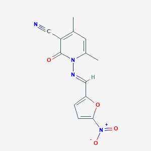 molecular formula C13H10N4O4 B321623 4,6-dimethyl-1-{[(1E)-(5-nitro-2-furyl)methylene]amino}-2-oxo-1,2-dihydropyridine-3-carbonitrile 