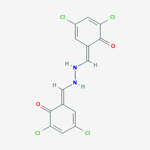 molecular formula C14H8Cl4N2O2 B321624 (6E)-2,4-dichloro-6-[[2-[(E)-(3,5-dichloro-6-oxocyclohexa-2,4-dien-1-ylidene)methyl]hydrazinyl]methylidene]cyclohexa-2,4-dien-1-one 