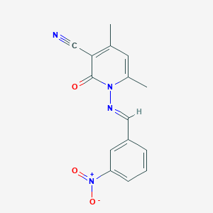 molecular formula C15H12N4O3 B321625 4,6-dimethyl-1-{[(1E)-(3-nitrophenyl)methylene]amino}-2-oxo-1,2-dihydropyridine-3-carbonitrile 