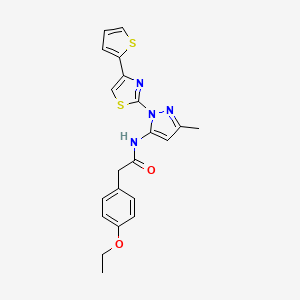 molecular formula C21H20N4O2S2 B3216255 2-(4-ethoxyphenyl)-N-(3-methyl-1-(4-(thiophen-2-yl)thiazol-2-yl)-1H-pyrazol-5-yl)acetamide CAS No. 1171363-39-5