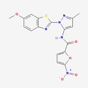 molecular formula C17H13N5O5S B3216260 N-(1-(6-methoxybenzo[d]thiazol-2-yl)-3-methyl-1H-pyrazol-5-yl)-5-nitrofuran-2-carboxamide CAS No. 1171376-23-0