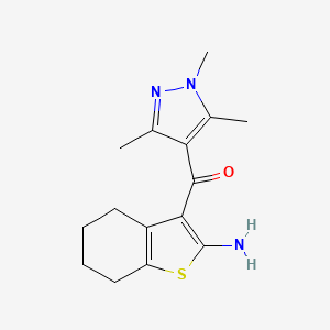 molecular formula C15H19N3OS B3216267 (2-Amino-4,5,6,7-tetrahydrobenzo[b]thiophen-3-yl)(1,3,5-trimethyl-1H-pyrazol-4-yl)methanone CAS No. 1171405-33-6