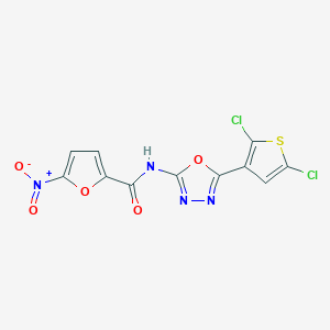 molecular formula C11H4Cl2N4O5S B3216280 N-[5-(2,5-dichlorothiophen-3-yl)-1,3,4-oxadiazol-2-yl]-5-nitrofuran-2-carboxamide CAS No. 1171430-24-2
