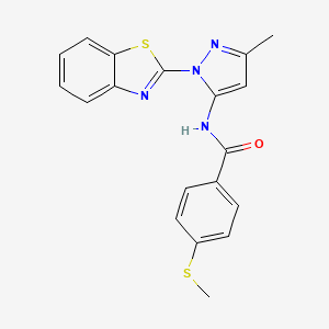 molecular formula C19H16N4OS2 B3216294 N-(1-(benzo[d]thiazol-2-yl)-3-methyl-1H-pyrazol-5-yl)-4-(methylthio)benzamide CAS No. 1171467-37-0