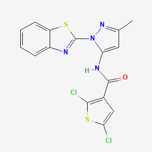 molecular formula C16H10Cl2N4OS2 B3216309 N-(1-(benzo[d]thiazol-2-yl)-3-methyl-1H-pyrazol-5-yl)-2,5-dichlorothiophene-3-carboxamide CAS No. 1171514-43-4