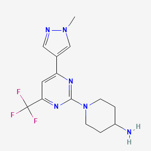 molecular formula C14H17F3N6 B3216315 1-(4-(1-Methyl-1H-pyrazol-4-yl)-6-(trifluoromethyl)pyrimidin-2-yl)piperidin-4-amine CAS No. 1171519-09-7