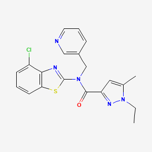 molecular formula C20H18ClN5OS B3216317 N-(4-chlorobenzo[d]thiazol-2-yl)-1-ethyl-5-methyl-N-(pyridin-3-ylmethyl)-1H-pyrazole-3-carboxamide CAS No. 1171520-76-5