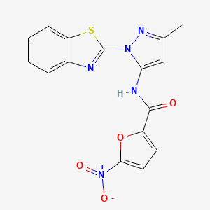 molecular formula C16H11N5O4S B3216340 N-(1-(benzo[d]thiazol-2-yl)-3-methyl-1H-pyrazol-5-yl)-5-nitrofuran-2-carboxamide CAS No. 1171570-09-4