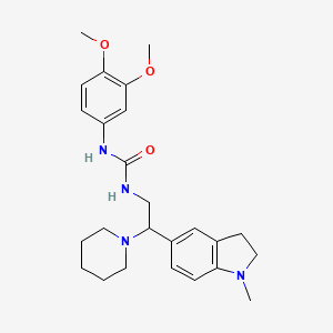 molecular formula C25H34N4O3 B3216356 1-(3,4-Dimethoxyphenyl)-3-(2-(1-methylindolin-5-yl)-2-(piperidin-1-yl)ethyl)urea CAS No. 1171613-79-8