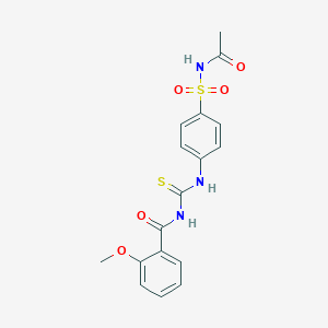 molecular formula C17H17N3O5S2 B321636 N-[({4-[(acetylamino)sulfonyl]phenyl}amino)carbonothioyl]-2-methoxybenzamide 