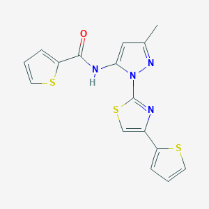 molecular formula C16H12N4OS3 B3216360 N-(3-methyl-1-(4-(thiophen-2-yl)thiazol-2-yl)-1H-pyrazol-5-yl)thiophene-2-carboxamide CAS No. 1171643-14-3