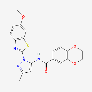 N-(1-(6-methoxybenzo[d]thiazol-2-yl)-3-methyl-1H-pyrazol-5-yl)-2,3-dihydrobenzo[b][1,4]dioxine-6-carboxamide