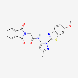 molecular formula C22H17N5O4S B3216388 2-(1,3-dioxoisoindolin-2-yl)-N-(1-(6-methoxybenzo[d]thiazol-2-yl)-3-methyl-1H-pyrazol-5-yl)acetamide CAS No. 1171746-82-9