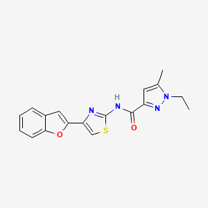 molecular formula C18H16N4O2S B3216397 N-(4-(benzofuran-2-yl)thiazol-2-yl)-1-ethyl-5-methyl-1H-pyrazole-3-carboxamide CAS No. 1171764-66-1