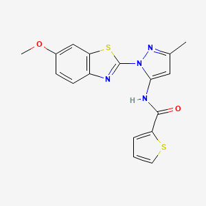 molecular formula C17H14N4O2S2 B3216409 N-(1-(6-methoxybenzo[d]thiazol-2-yl)-3-methyl-1H-pyrazol-5-yl)thiophene-2-carboxamide CAS No. 1171864-66-6